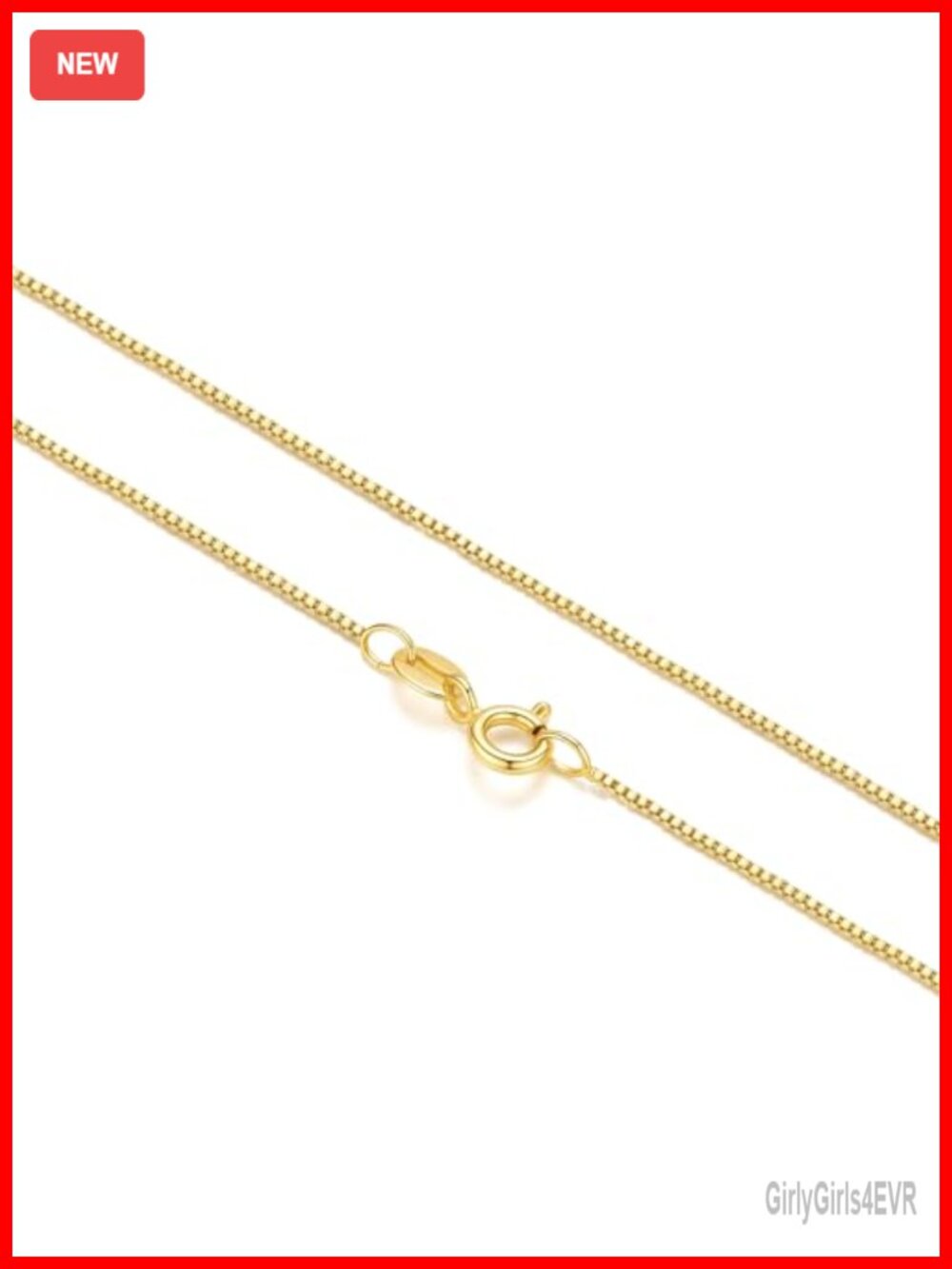 14k Gold Plated Box Chain Necklace Unisex Thin Delicate